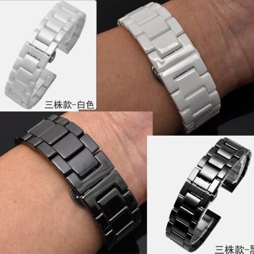 Summer Fashion unisex ceramic watch strap for Movado Dior Armani fossil White black16mm 18mm 20mm Smooth ceramic watch wristband