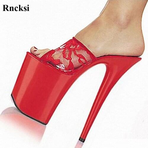 Rncksi Plus Size Womens Shoes 20cm High-Heeled Shoes Solid Platform Shoes Lace 8 Inch Sweet Embroider Sexy Party Stripper Shoes