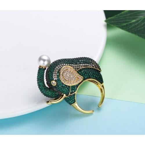 Luxury Cubic Zircon woman ring Big Elephant Charms crystal rings for gift party ring fashion Bohemian Beach Jewellery