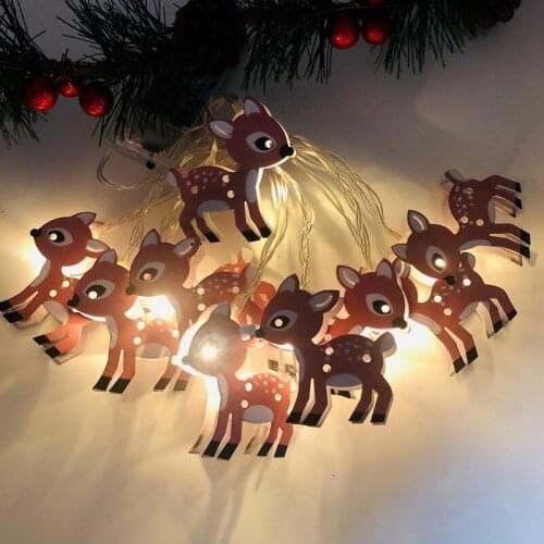 Christmas LED String Lights Cartoon Led Light Cute Creative Deer Pendant for Indoor Kid Bedroom Window Decoration Fashion Luces