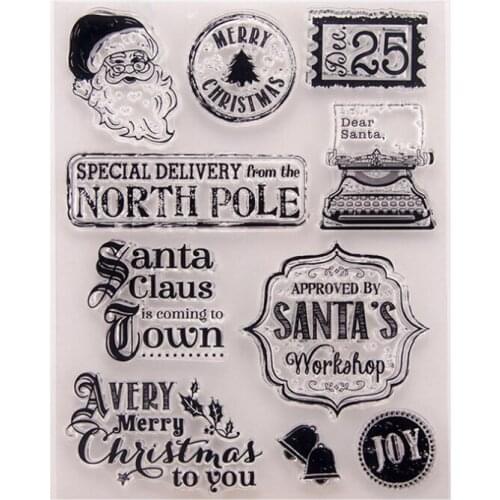 Christmas Letters Transparent Clear Silicone Stamp Seal DIY Scrapbook Rubber Stamping Coloring Embossing Diary Decor Reusable