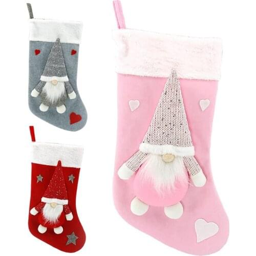 LUDA Santa Claus Christmas Stocking Fireplace Hanging Socks Christmas Candy Gift Socks Christmas Party Home Decor