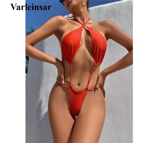 Sexy Extreme String Mini Micro Thong Backless Monokini Women Swimwear One Piece Swimsuit Female Bather Bathing Suit Swim V2716