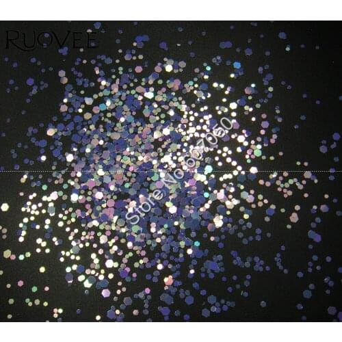Lilac Color Mix Size Glitter Hexagon with Iridescent Rainbow Light Shinning Sequin Shape for Acrylic nail and make up