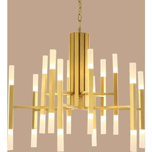 Nordic minimalist living room chandelier designer art villa double acrylic large chandeliers led lighting fixture led big lamps