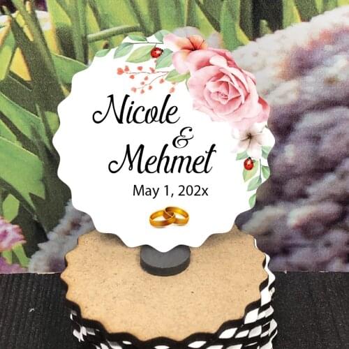Save the Date Wooden Magnet for Your Guests and Colorful Printed Wedding, Henna, Christening Gifts 25 pcs
