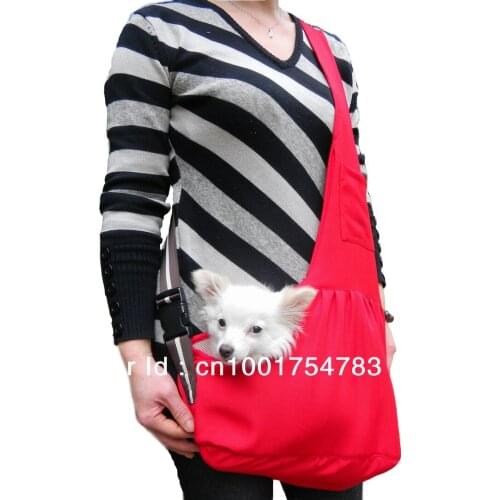 Pet Dog Red Sling Carrier Canvas Bag Dogs Carrier Bag Pet Carriers Outdoor Storage Supplies Soft Travel Bag drop shipping