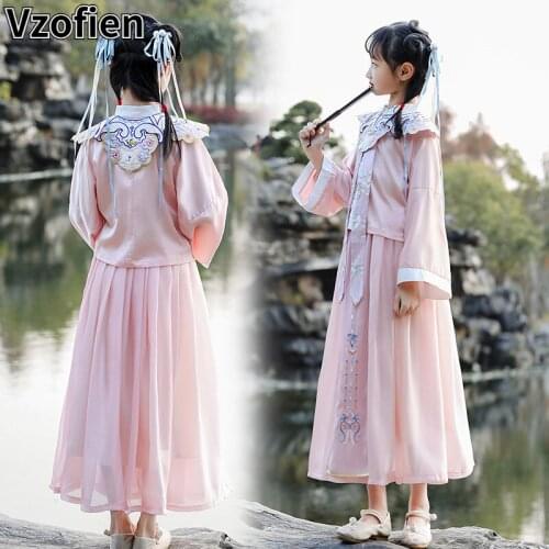 Traditional Ancient Childrens Hanfu Dress Girls Tang Suit Dance Costume Princess Dress Folk Fairy Stage Dance Performance