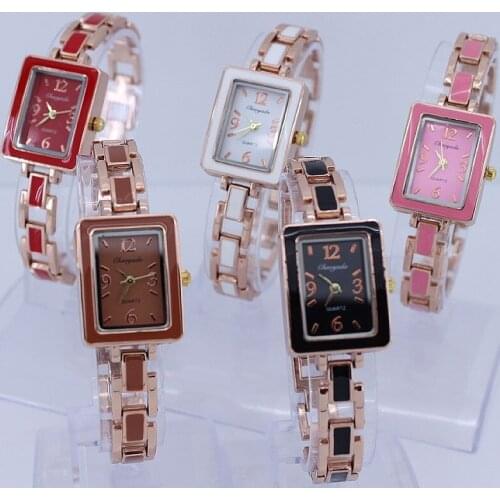 5 Color Available Square Fashion Lady Women Girl Rose Gold Strap Quartz Dress Wristwatch Battery Included New