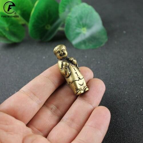 Vintage Brass Wealth Mr. God Wealth Miniature Figurines Lucky Desktop Ornament Home Decorations Copper China Keyring Pendants