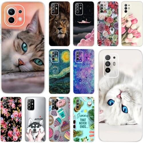 For Oppo F19 Pro Plus Case Cute Cat Printed Cover For Oppo A94 5G Phone Cover Soft TPU For Reno5 Z Bumper F19 Pro CPH2285 Fundas