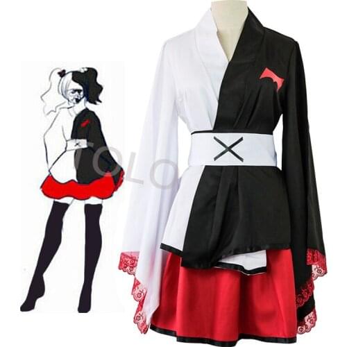 Anime Danganronpa Monokuma Cosplay costume Pinafore Kimono Women Female Dresses Halloween Cosplay Costume Custom Madeume