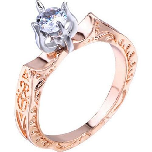 1@# Ring Golden Flame Flower Trendy Engagement Claws Design Rings Women Zircon Cubic Elegant Rings Female Wedding Jewerly