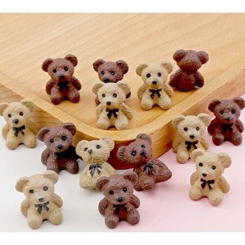 10pcs Simulation Resin Cute Bear Figurines DIY Crafts Desk Miniatures Christmas Decor Accessories Headdress Materials Ornaments