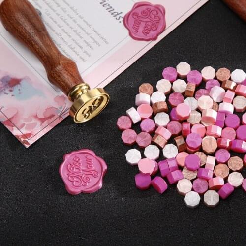 100pcs Retro Octagon Fire Painting Pills Sealing Wax Grain for Envelope Letter Wedding Invitation Card DIY Decor Tool
