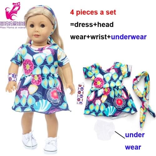 18 inch american generation girl doll clothes flower dress headwear wrist underwear 17 inch baby doll dress