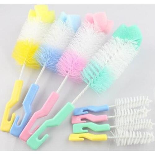 2Pcs/set Baby Bottle Brush Wash Bottle Nipple Brush Tool Sponge 360-degree Rotating Head Cleaning Cup Brush Cleaner