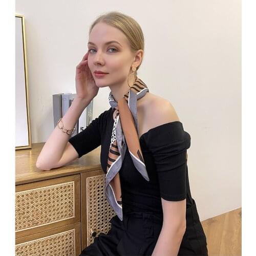 2021 Scarf Silk Satin Bandana Women Summer Square Bag Wrap Bohemian Retro Paisley Ladies Scarves Indian Muslim Islamic Kerchief