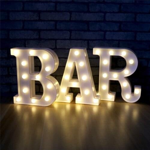 26 Alphabet LED Letter lights Home Decoration Warm white lights Marquee Letters Sign for Wedding Birthday party Battery Powered