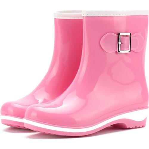 Fashion Rain Boots Women Ankle Boot Slip-on Rain Shoes Non-slip Rubber Boots for Woman Waterproof Work Rainboots Ladies Galoshes