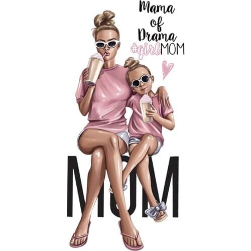 Girl Mom Iron on Transfer Patches For Clothing Vinyl Thermo Stickers Applique Diy Heat Thermotransfer T shirt Stripes On Clothes