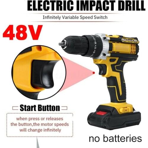 48v 2 Speed Driver Rechargeable Drill with LED Light 3 In 1 Cordless Electric Impact Screwdriver Multi-function Power Tool
