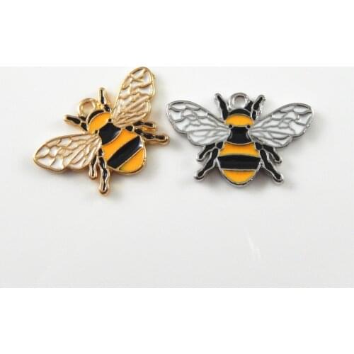 GraceAngie 8pcs Alloy Bee Shape Charms Necklace Pendant Creative Gold Silver Color Bracelet Handmade DIY Jewelry Accessories