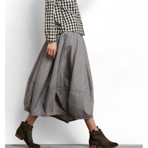 Cotton Lantern Skirt female 2019 Spring Autumn New Womens Skirt in the long paragraph Large Size art retro Linen Skirt
