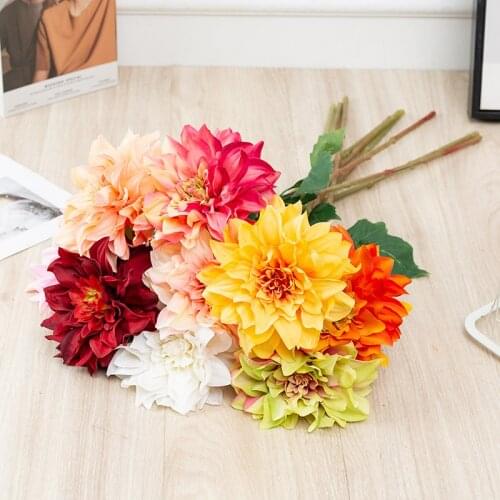 Silk Artifical Dahlia Decorations for Wedding and Daily Home Plants 13cm Head Dahlia Flowers