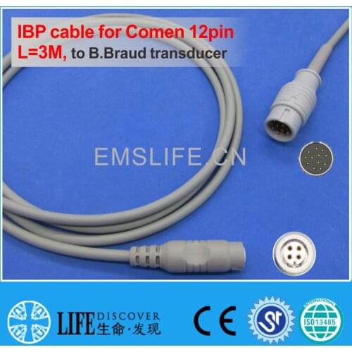 Comen C60 12pin IBP cable for B.Braud disposable pressure transducer