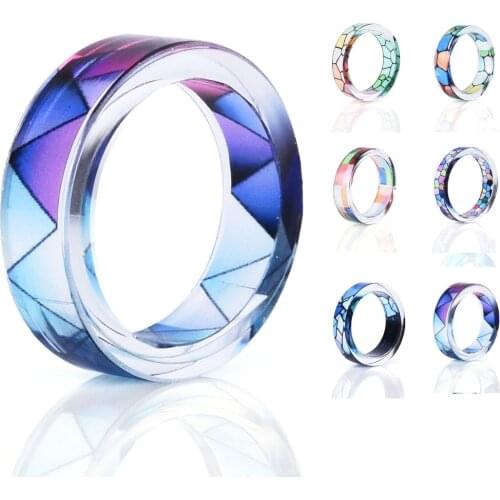 Resin Ring Colorful Memory Irregular Space Film Paper Inside Ring for Women Handmade Jewelry Friendship Wedding Band Rings Gifts