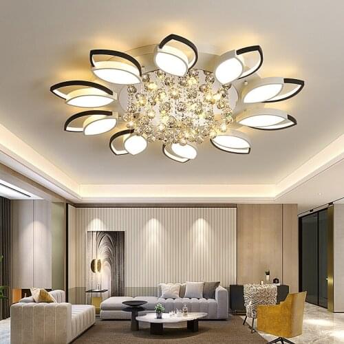 Living room lamp round crystal lamp simple modern bedroom lamp led ceiling lamp atmosphere stylish home hall lamp