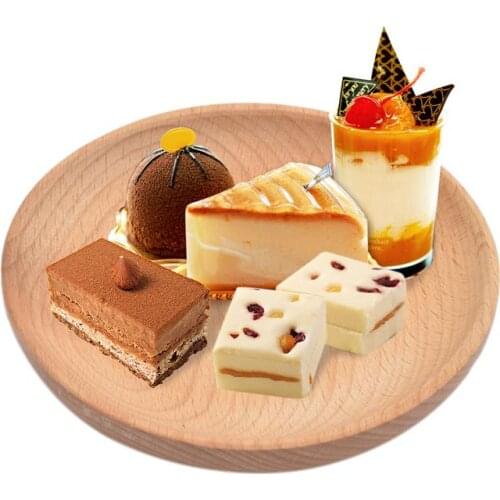 High-Quality Handmade Sushi Dish Dinnerware Tableware Solid Wood Round Serving Tray Snack Fruit Dry Fruit Plate