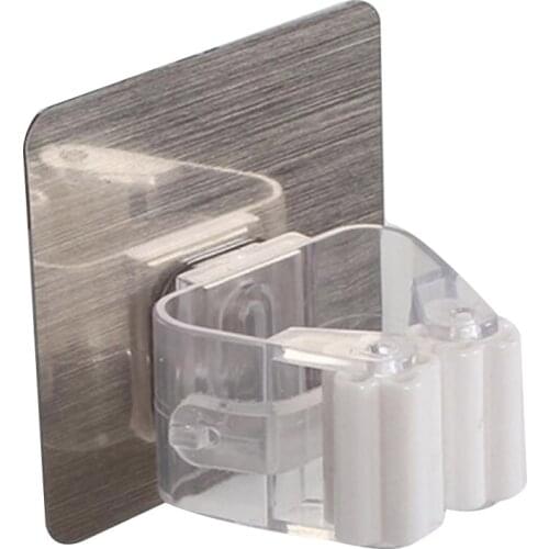 Mop Hook Broom Card Holder Buckle Strong Load-Bearing Free Punch Wall Hanging Mop Clip Broom Holder Bracket Sticky Hook EF