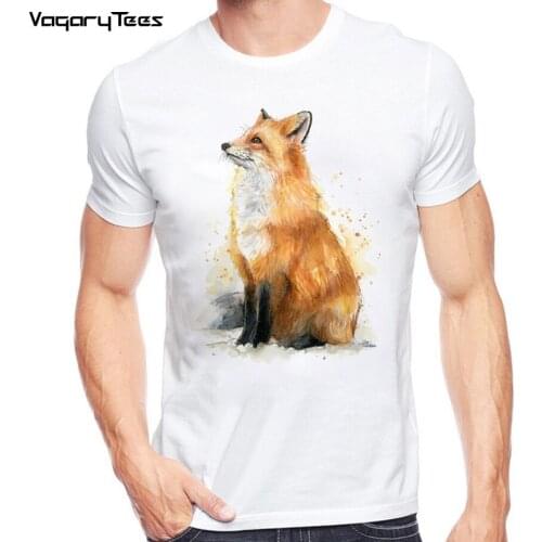 Tshirt men 2019 New Creative Painted Fox T-shirt Short Sleeve Brand Clothing Tops Hipster Fashion O-neck T Shirt Men