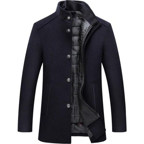 2019 Wool Coat Men Thick Overcoats Topcoat Mens Single Breasted Coats and Jackets with Adjustable Vest 4 Colours M-3XL