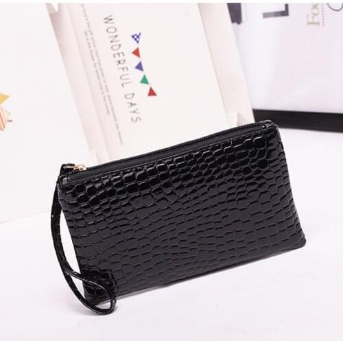 Men Clutch Bag Long Purse Double Zipper Money Clip Black Business Wallet Male Handy Bag Cosmetic Bag Hand Bags