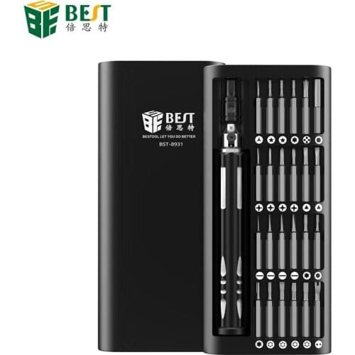 BST-8931 25 in 1 Extension rod handle Screwdriver Set Precision Magnetic S2 Screwdriver Bits for iPhone Watch Repair Tools Kit