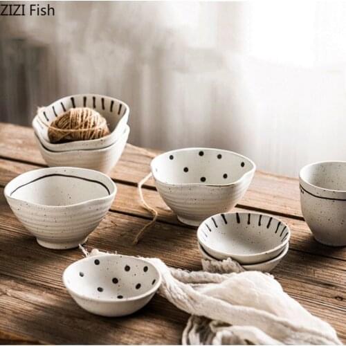 Japanese Creative Tableware Set Irregular Shape Ceramic Bowl Modern Household Large Ramen Rice Noodle Soup Bowl Seasoning Dish