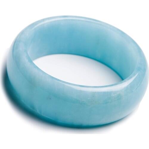 Natural Genuine Blue Ocean Gems Aqu amarine Stone Woman Lady Crystal Charm Fashion Bangle Bracelet Inner Diameter 52mm