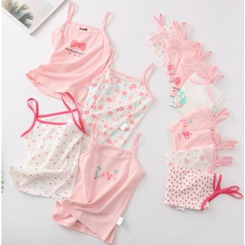 New Summer Girls' Suspender Vest Pure Cotton Childrens Suspender Cute Girls Bottom Shirt Kids Underwear for Girls