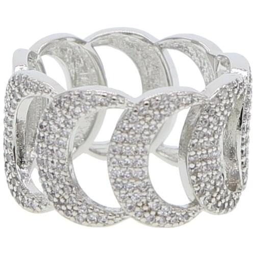 New Arrival punk rock crecent moon CZ ring silver color size 7 stock ring for women men hip hop finger jewelry factory promotion