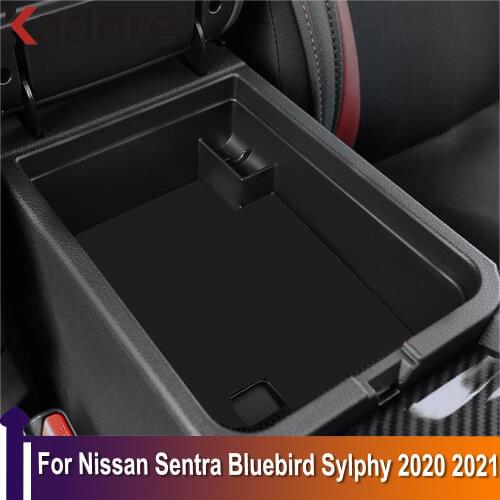 For Nissan Sentra Bluebird Sylphy 2020 2021 Car Armrest Storage Box Central Black Plastic Glove Container Control Case