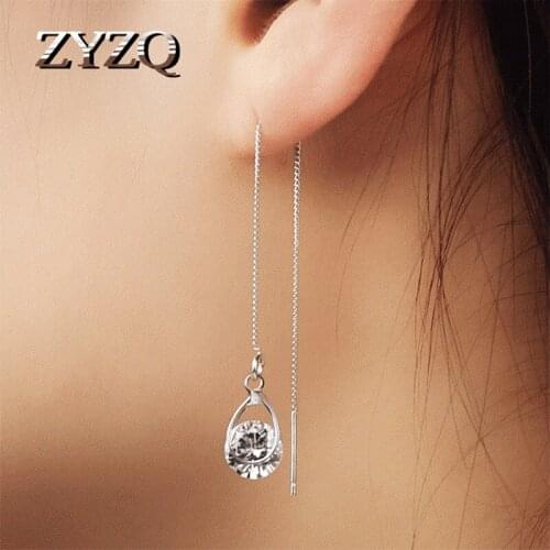 ZYZQ Simple Cubic Zirconia Earrings Long Tassel Women Earrings Stall Hot Sale Accessories Wholesale