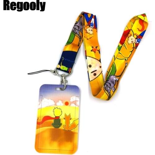 Little Prince Lanyard Credit Card ID Holder Bag Student Women Travel Card Cover Badge Car Keychain Gift Accessories