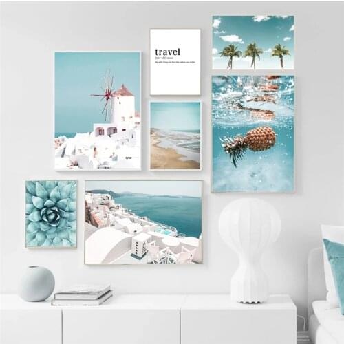 Blue Seascape Decor Poster Wall Art Canvas Art Painting Scenery Print Modern Minimalist Home Decor Picture For Dormitory Design