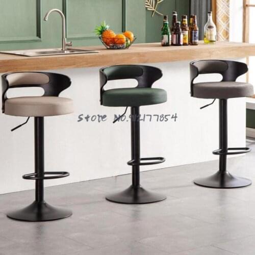 Nordic Bar Lift Chair Front Bar High Chair Solid Wood High Bar Stool Swivel Backrest Modern Minimalist Ims