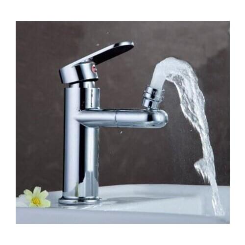 Single hole toilet sink basin faucet mixer water tap, Bathroom wash basin faucet chrome, Brass rotated basin faucet hot and cold