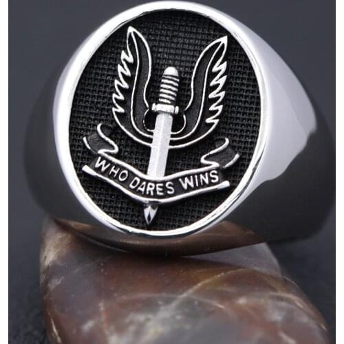 Special Air Service SAS Who Dares Wins Force Military Sterling Silver Ring