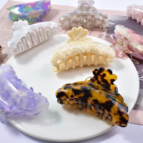 Acetate Leopard Floral Design Crab Hair Clips for Women Girls Shell Shaped Hair Clamps Hairgrips Fashion Hair Accessories Gift